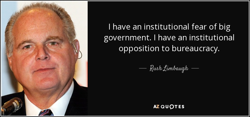  I have an institutional fear of big government - Rush Limbaugh 